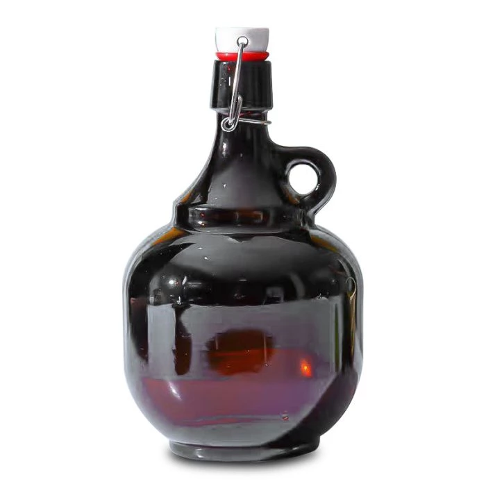 2L butelka typu growler w kształcie kuli, bursztynowa, 64-uncjowy dzbanek browarniczy z uchwytem, z możliwością ponownego napełnienia